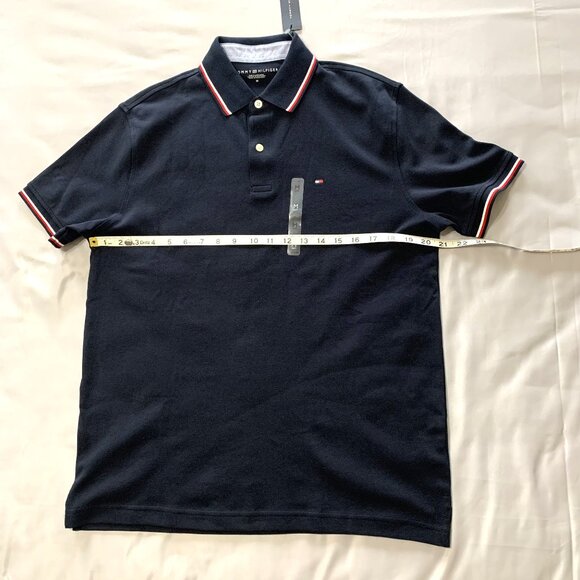 NWT Tommy Hilfiger Polo Shirt Men Regular Fit Size M Dark Blue Short Sleeve - Picture 5 of 12
